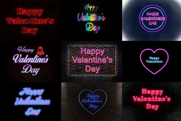 Download Valentines Day Text Neon Glow Effect - Day Collection