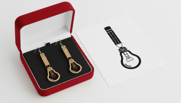 Download Pencil Light Bulb Earring Laser Cut - Premium Resources
