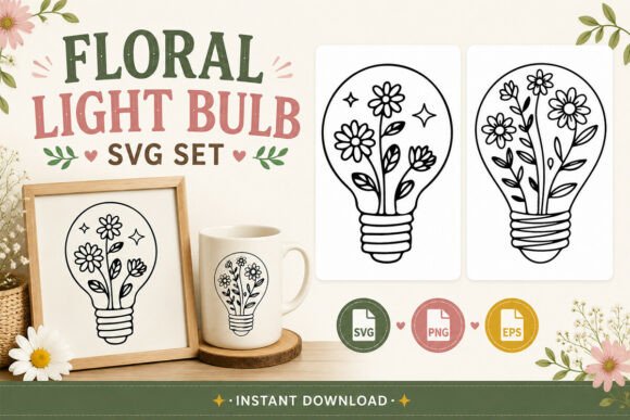 Download Floral Light Bulb SVG PNG Set - Light bulb Collection