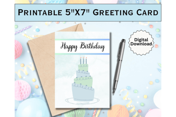 Download Birthday Greeting Card Printable Blue - Day Collection
