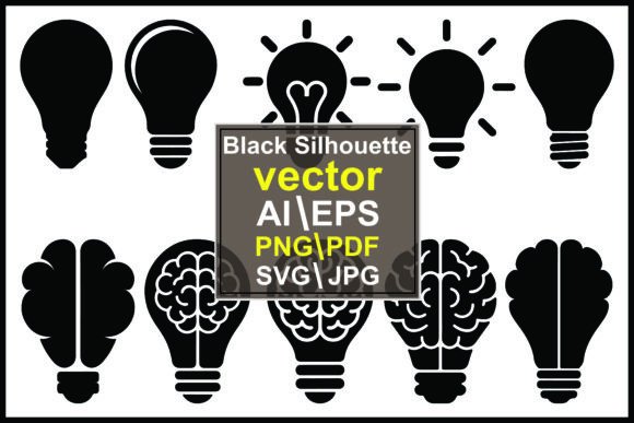 Download Silhouettes Light Bulb with Brain Lightbulbs - Light bulb Collection