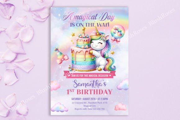 Download Magical Rainbow Unicorn Birthday Invite - Day Collection